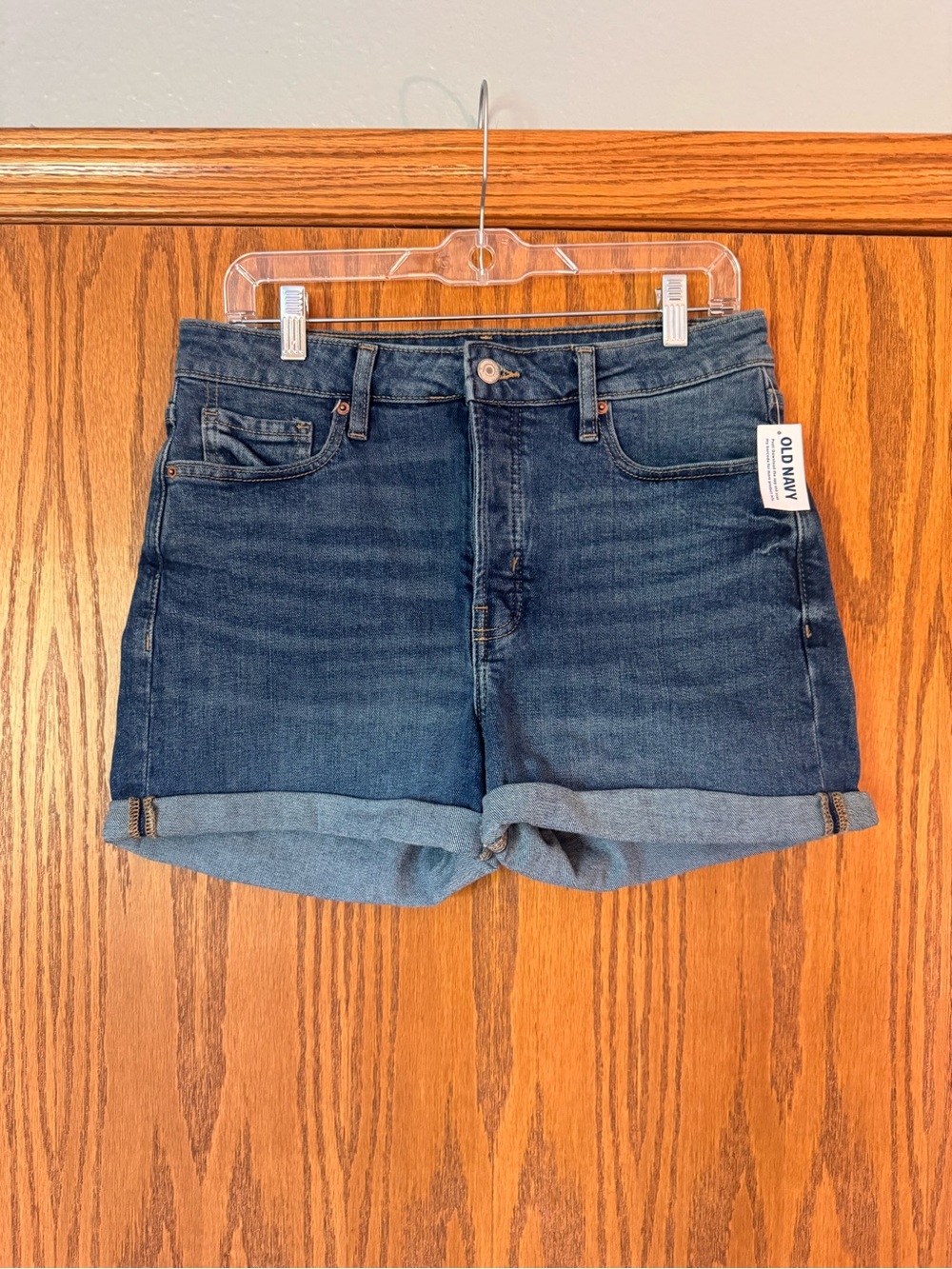Old Navy Women's Dark Blue Denim Roll-Cuff Shorts